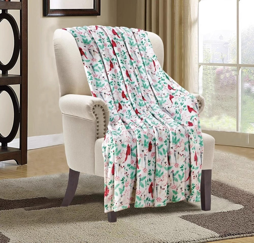 Double Sided Winter and Christmas Themed Fleece Blanket