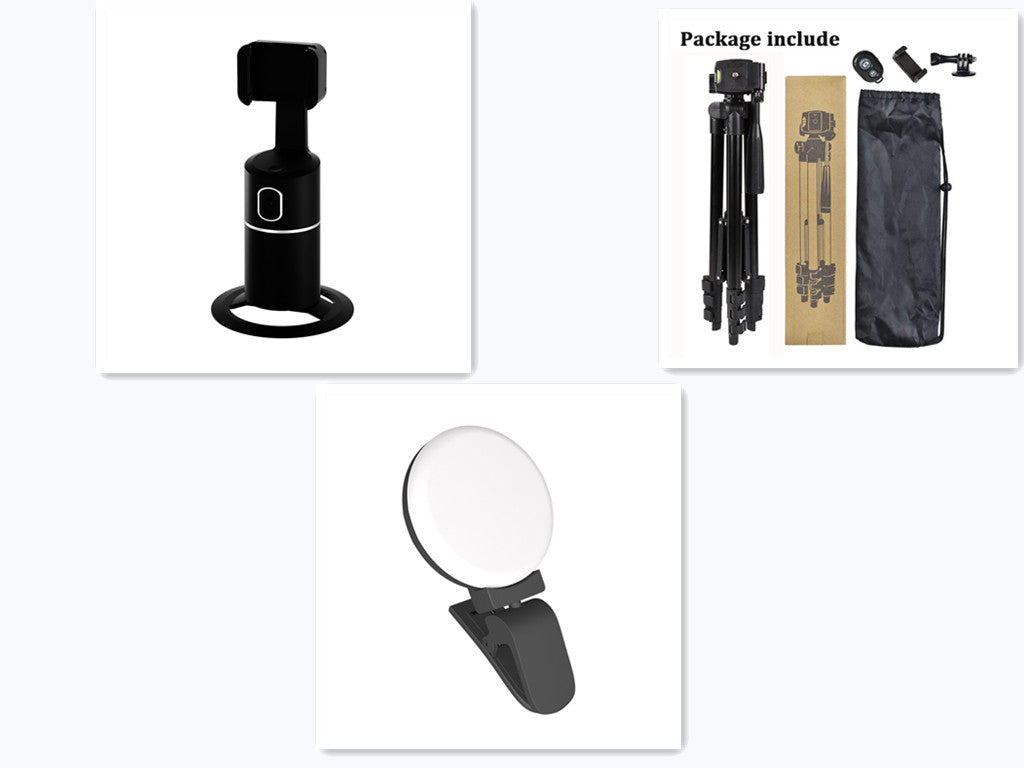 AI Face?Tracking 360° Rotating Phone Stand For Live Streaming