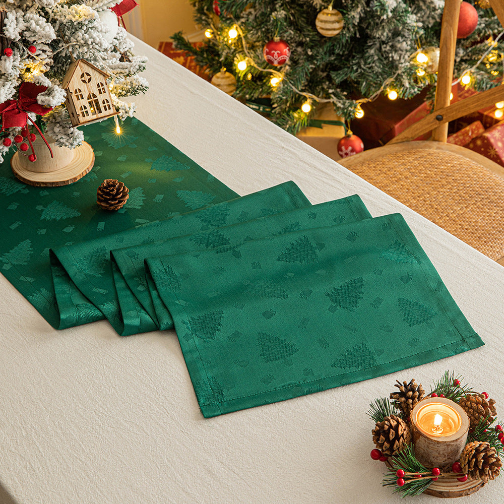 Elegante satijnen polyester Jacquard kersttafelloper in diverse kleuren