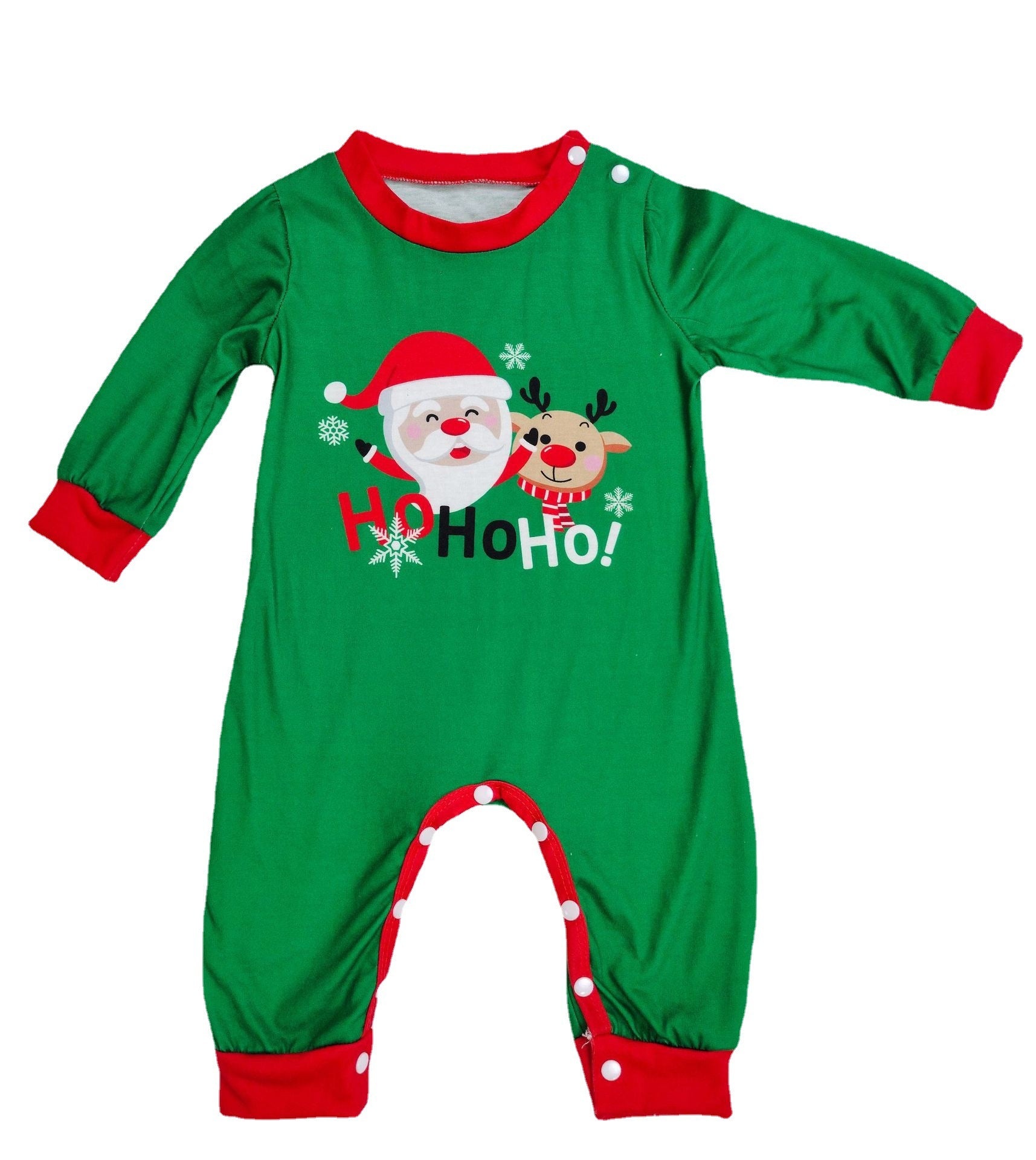 Ho Ho Ho Green and Red Matching Family Christmas Pajama Set