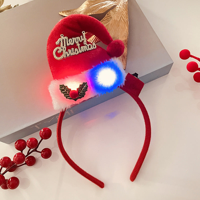 Christmas Tree Headband Hat with LED String Lights