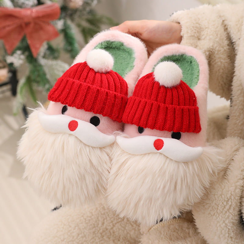 Super Soft and Fluffy White and Red Santa Clause 3D Slippers