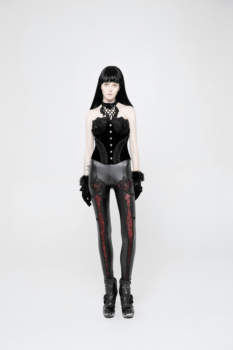 Punk Floral Embroidered Stretch Leggings With Slim Modern Fit
