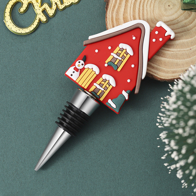 Festive Christmas-Themed PVC & Aluminum Wine Bottle Stopper in Assorted Styles