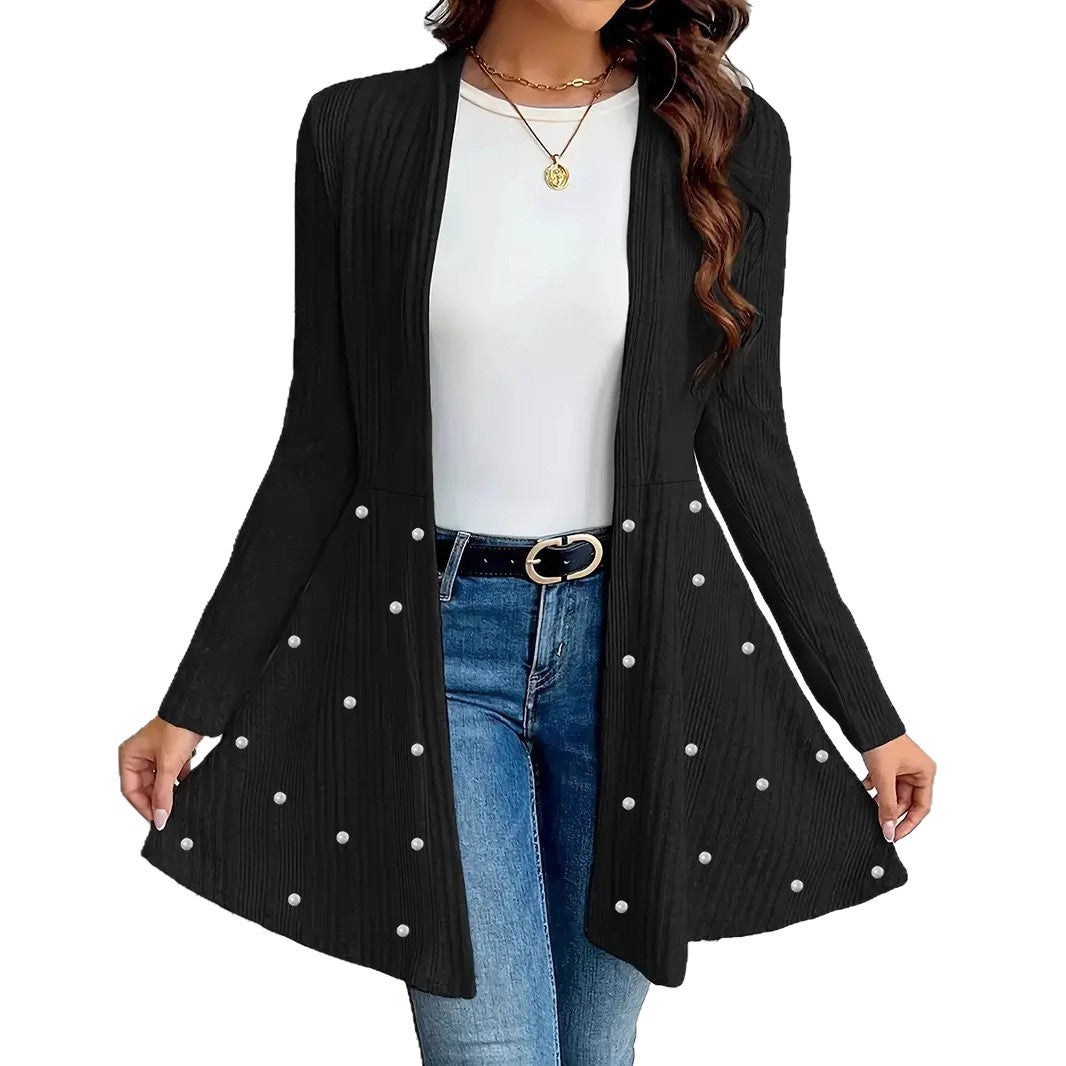 Elegant And Stylish Temperament Commuting Beaded Heavy-duty Knit Cape Jacket