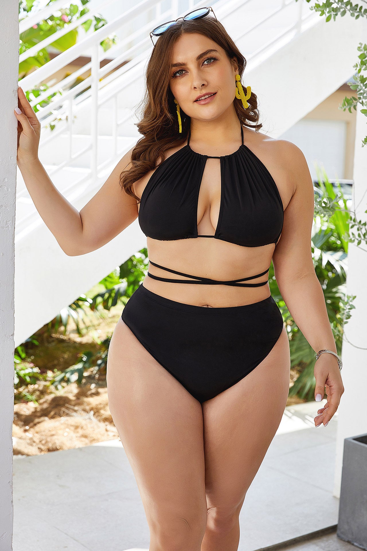Black High-Waist Plus Size Bikini for Stylish Body Coverage-Theone Apparel