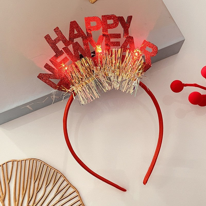 Christmas Tree Headband Hat with LED String Lights-48 Red Pink With Light-Theone Apparel