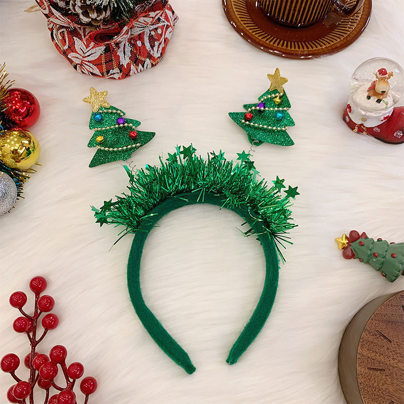 Christmas Tree Headband Hat with LED String Lights-3 Sequins Green Christmas-Theone Apparel