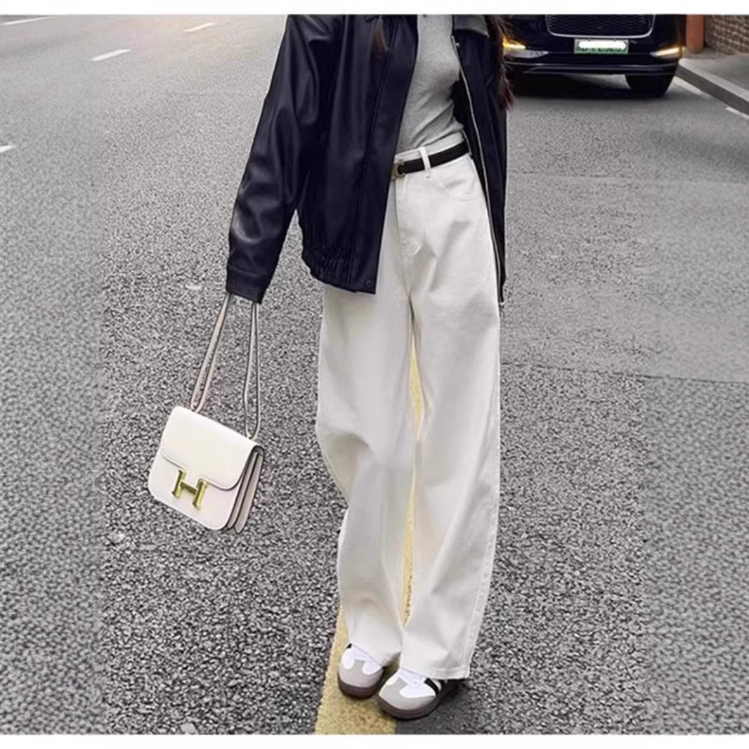 Crisp White Wide-Leg Jeans with Relaxed Feminine Appeal-Theone Apparel