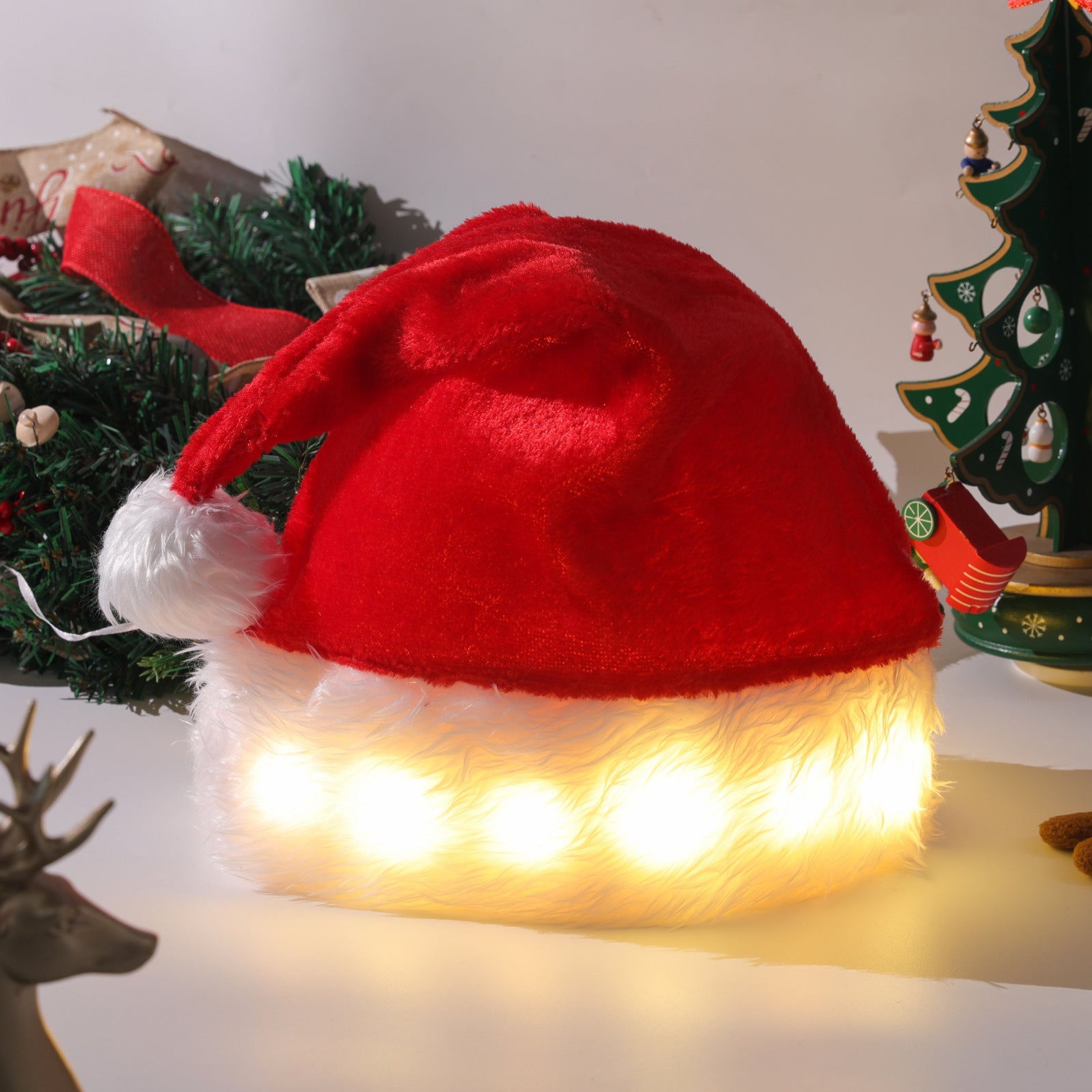 Cute Christmas Santa Hats with Built In Colorful LED Lights-Theone Apparel