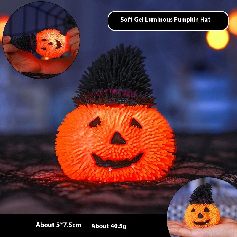 Cute Ghost Pressure Squeeze Light Up Texture Toy-Halloween Flash Hooded Pumpkin-Theone Apparel