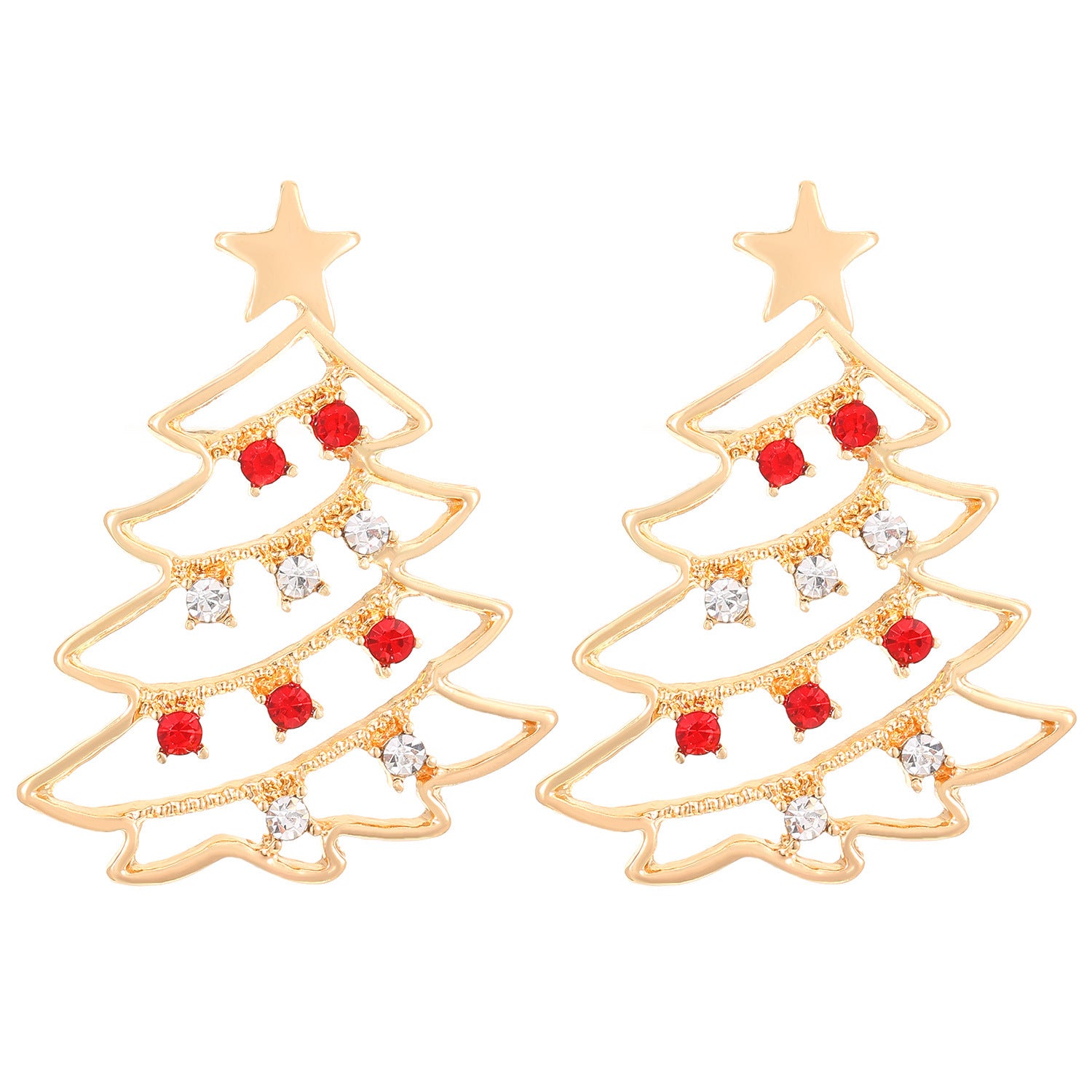 Cute Minimalist Christmas Tree Dangle Stud Back Earrings-Theone Apparel