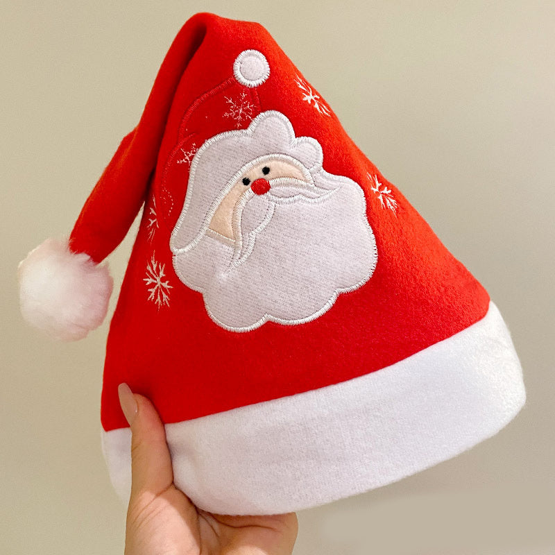 Cute Reindeer and Santa Graphic Santa Had with Puffball-Theone Apparel