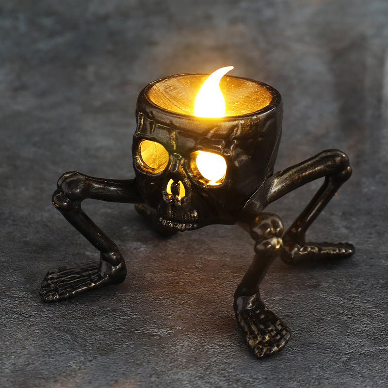 Disembodied Hand Metallic Lantern with False Flame Halloween Decoration-Skull Candle-Theone Apparel