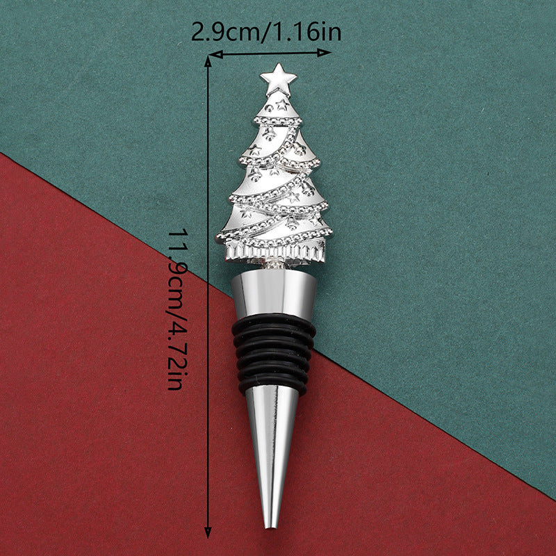 Elegant Christmas Tree PVC & Zinc Alloy Wine Bottle Stopper in Assorted Finishes-Silver-Theone Apparel