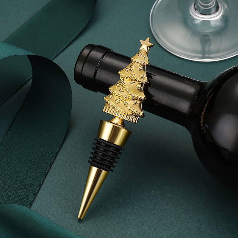 Elegant Christmas Tree PVC & Zinc Alloy Wine Bottle Stopper in Assorted Finishes-Theone Apparel