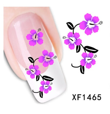 Floral and Botanical Black Nail Stickers for At Home Nails-XF1465-Theone Apparel
