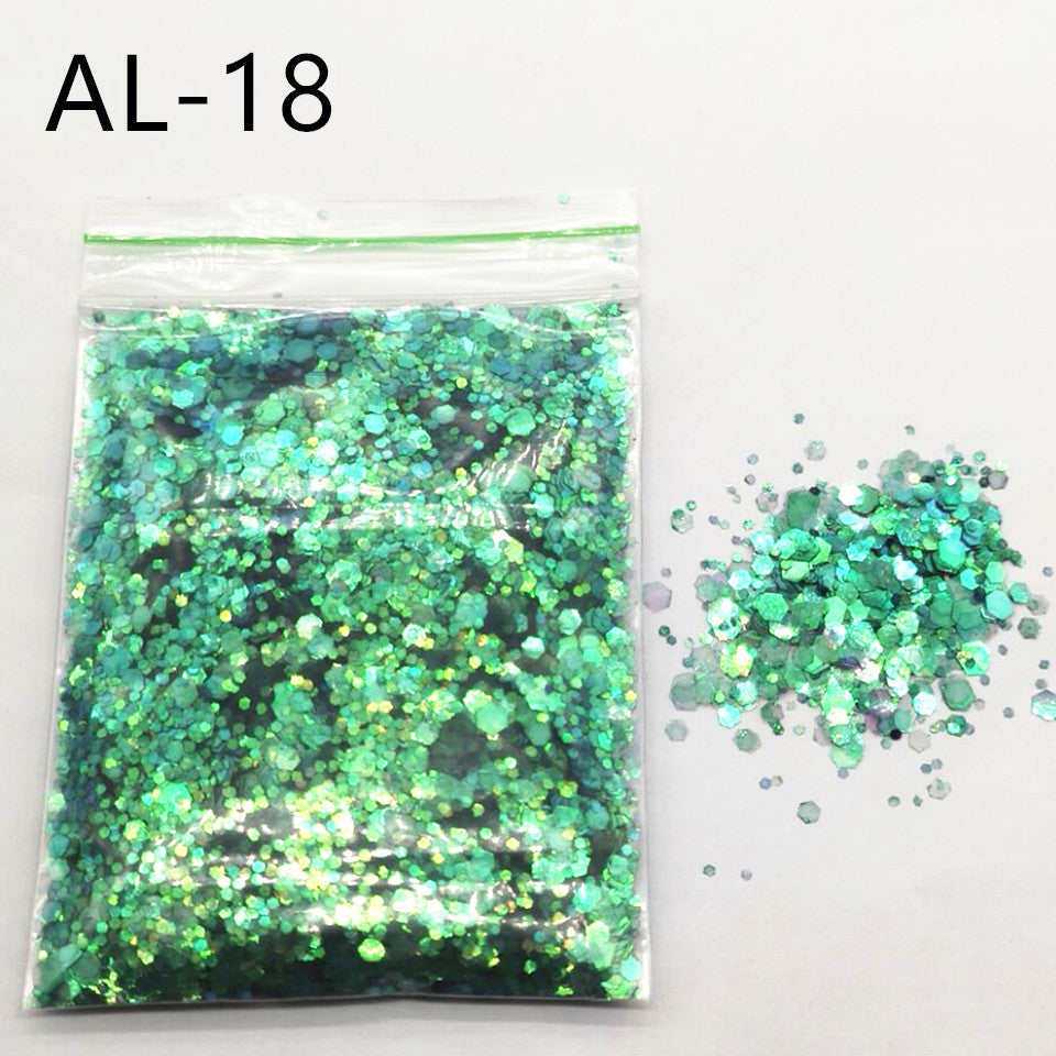 Glittery Sequin Nail Powder for Nail Art and Decoration-AL Colorful Olive Green-Theone Apparel