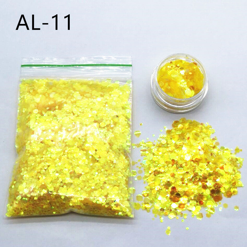 Glittery Sequin Nail Powder for Nail Art and Decoration-AL Lemon Yellow-Theone Apparel