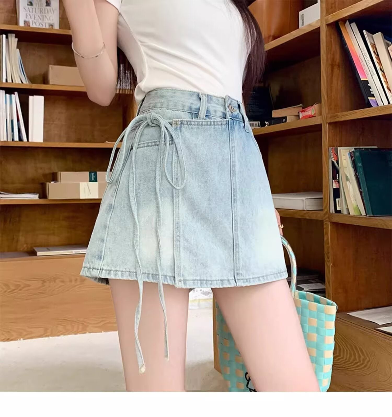 High Waist Denim Skirt Shorts For Playful Summer Outfits-Theone Apparel
