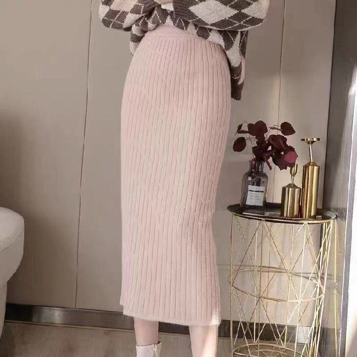 High Waist Straight Sweater Dress For Slimming Comfort-Pink-Theone Apparel