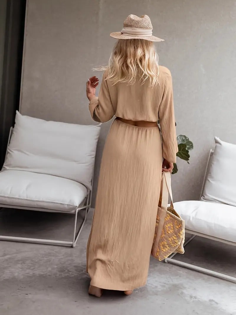 Ladies Elegant Vacation Long Dress with Flowing Maxi Skirt-Theone Apparel