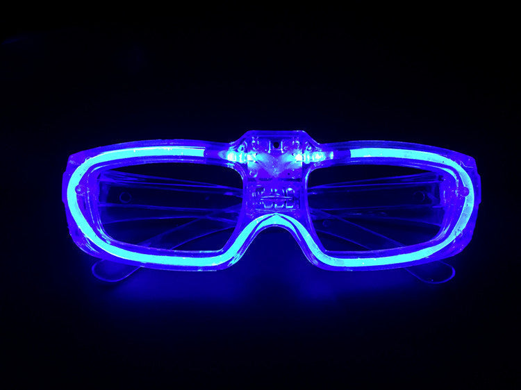 Light-Up Glowing LED Plastic Glasses for Party Favors and Photo Booth Props-Blue-Theone Apparel