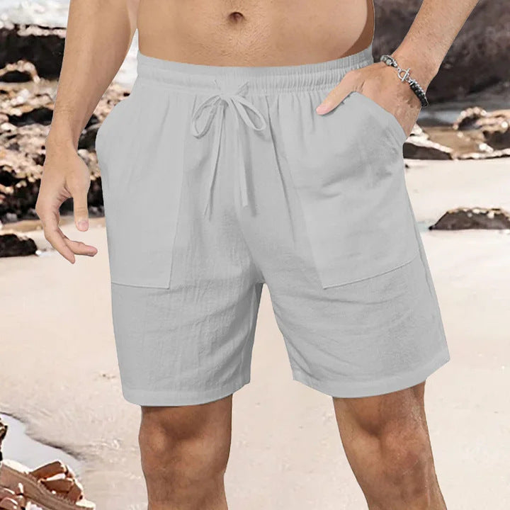 Lightweight Cotton-Linen Shorts for Effortless Global Summer Style-Light Gray-Theone Apparel