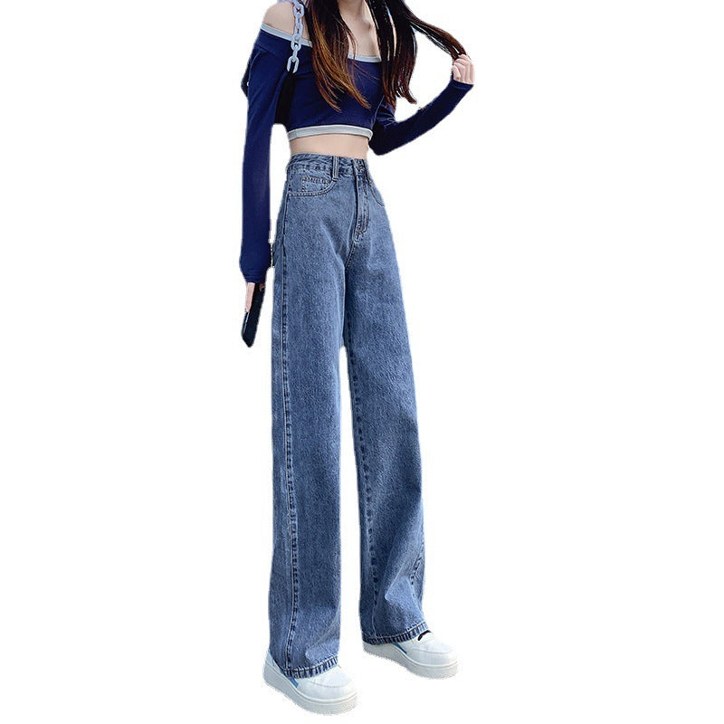 Loose Wide-Leg High-Waist Jeans for Relaxed Urban Style-Theone Apparel