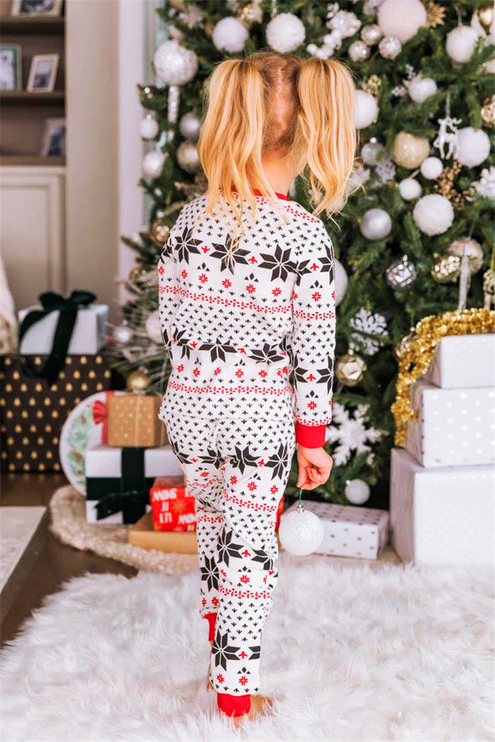 Men's Black White and Red Snowflake Pattern Two Piece Pajama Set-Theone Apparel