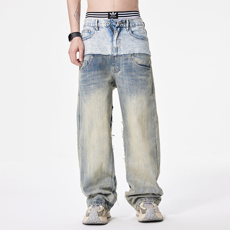 Men’s Loose Wide-Leg Denim Trousers with Classic Street Edge-Theone Apparel