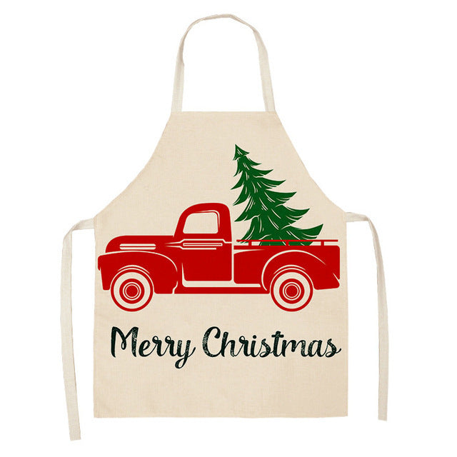 Merry Christmas Cotton-Linen Blend Self-Tie Adjustable Apron in Assorted Styles-Style 2-Theone Apparel