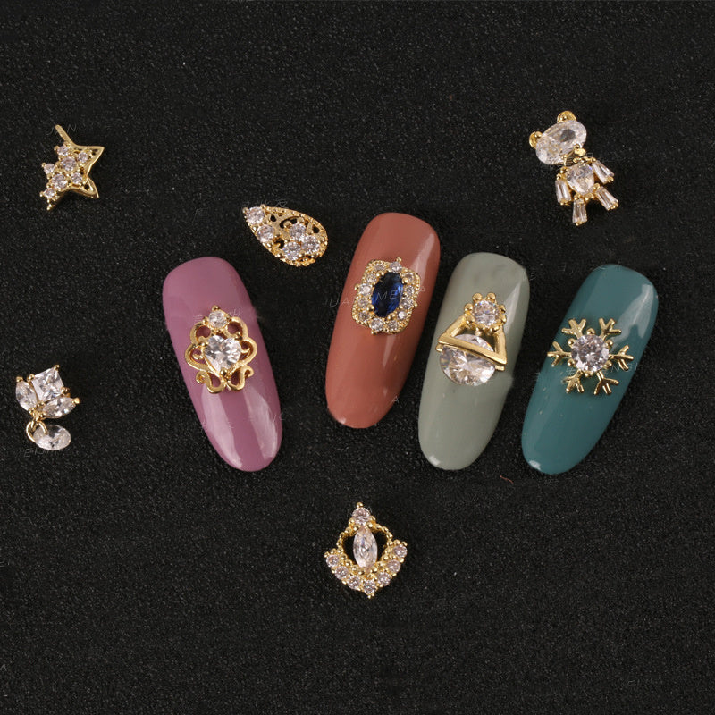 Metallic and Jeweled Nail Adornment Press On Accessories-Theone Apparel