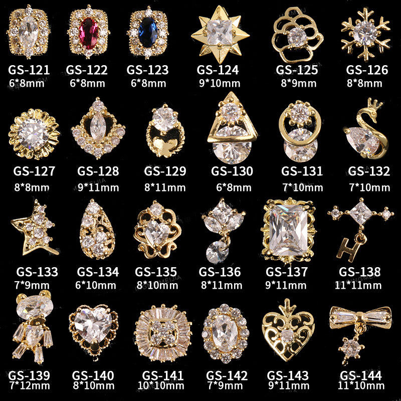 Metallic and Jeweled Nail Adornment Press On Accessories-GS122-Theone Apparel