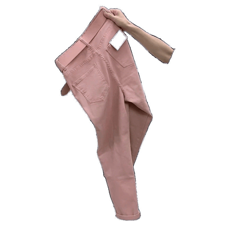 Plus-Size Loose Harem Jeans in Solid Color for Versatile Looks-Theone Apparel