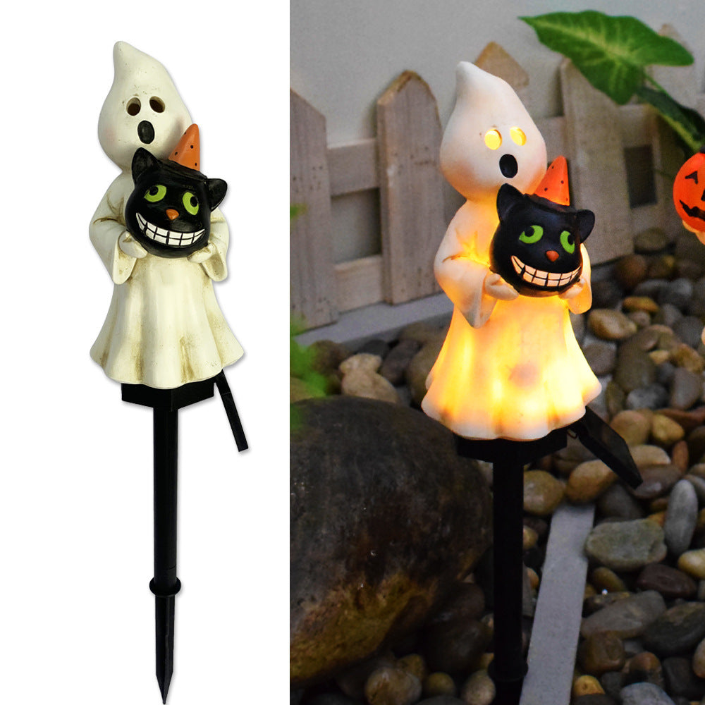 Pumpkin and Witch Hat Halloween Decoration Yard Posts-Hug Cat Ghost-Theone Apparel