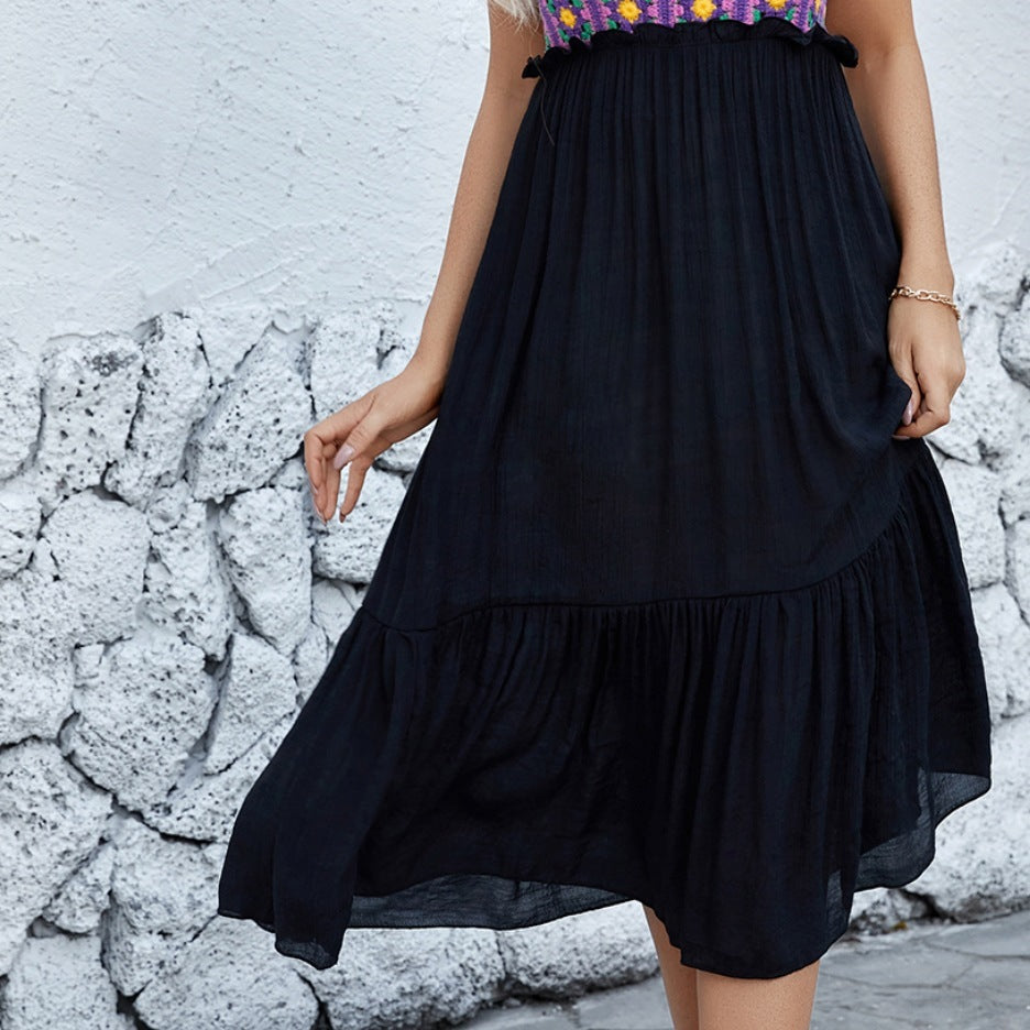 Purple Crochet Flower Sleeveless Dress With Handcrafted Charm-Theone Apparel