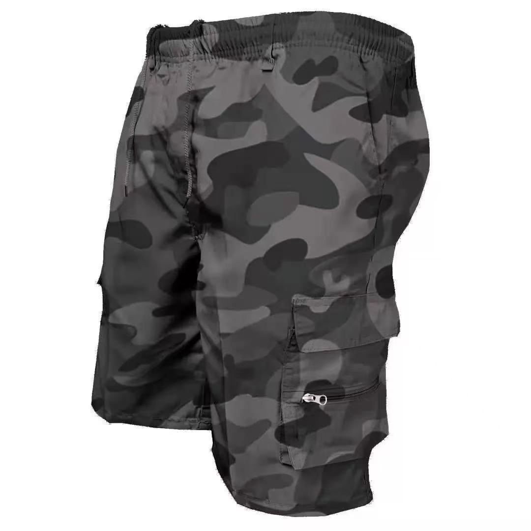 Relaxed Fit Casual Work Shorts for Summer All-Day Comfort-Camouflage Gray-Theone Apparel