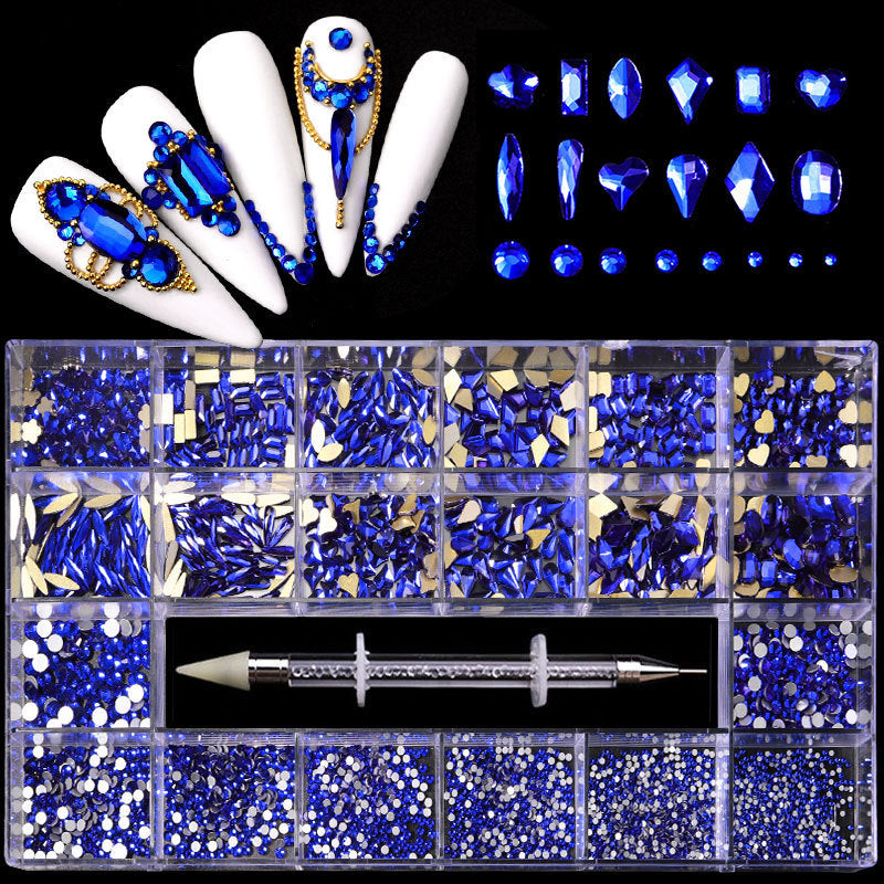 Set of 21 Boxes of Nail Art and 3D Designs-Blue-Theone Apparel