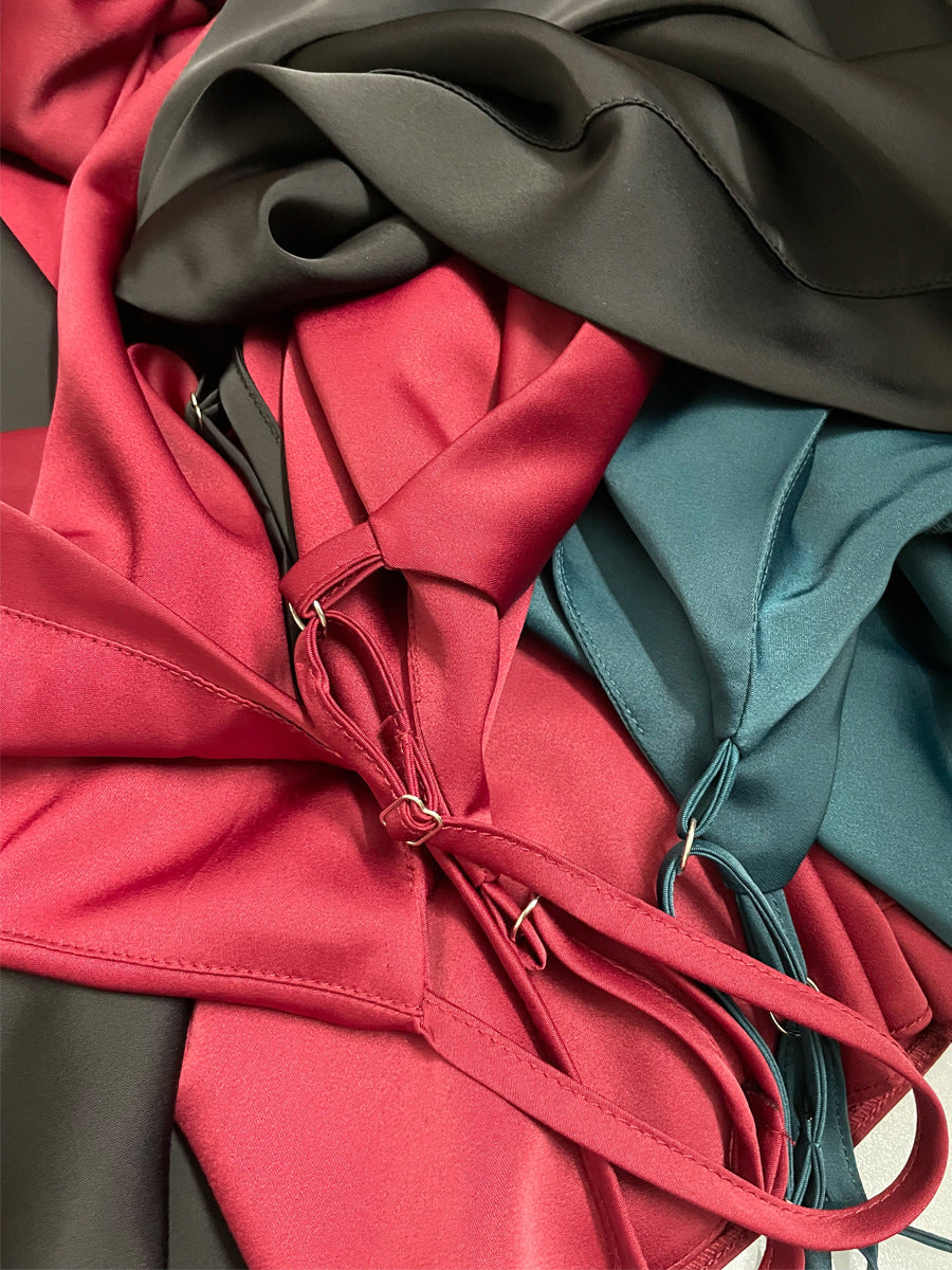 Silk Suspender Dress with Sleek Sleeveless Summer Silhouette-Theone Apparel