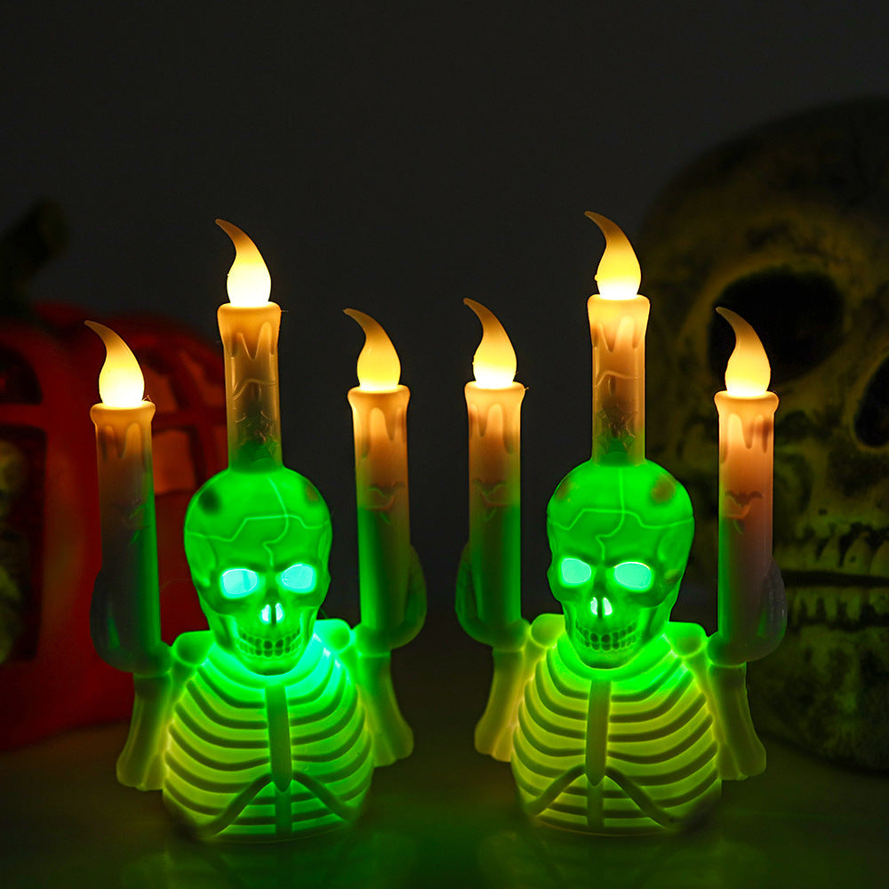 Skeleton Torso with False Candle Flames and Green LEDs-Theone Apparel
