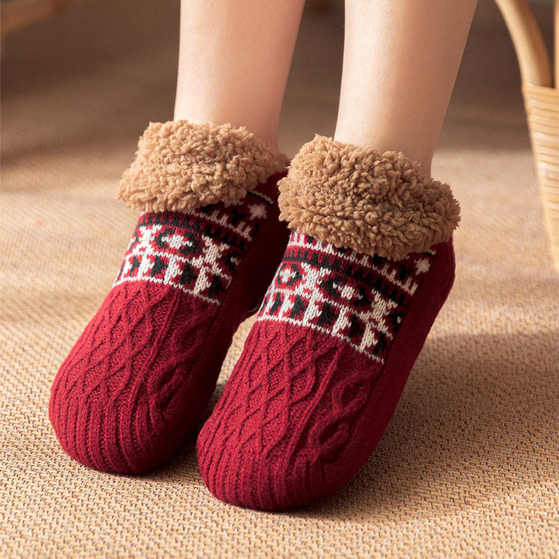 Soft and Thick Winter Footie Socks with Traction Balls-Theone Apparel
