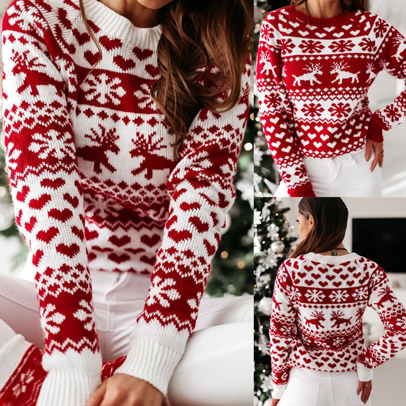 Soft and Warm Christmas Sweater with White and Red Patterning-Theone Apparel