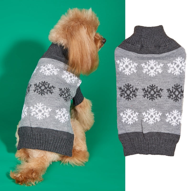 Super Soft Snowflake Christmas Themed Knit Style Dog Sweater-Gray-Theone Apparel