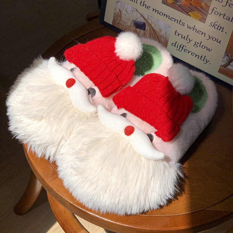 Super Soft and Fluffy White and Red Santa Clause 3D Slippers-Theone Apparel