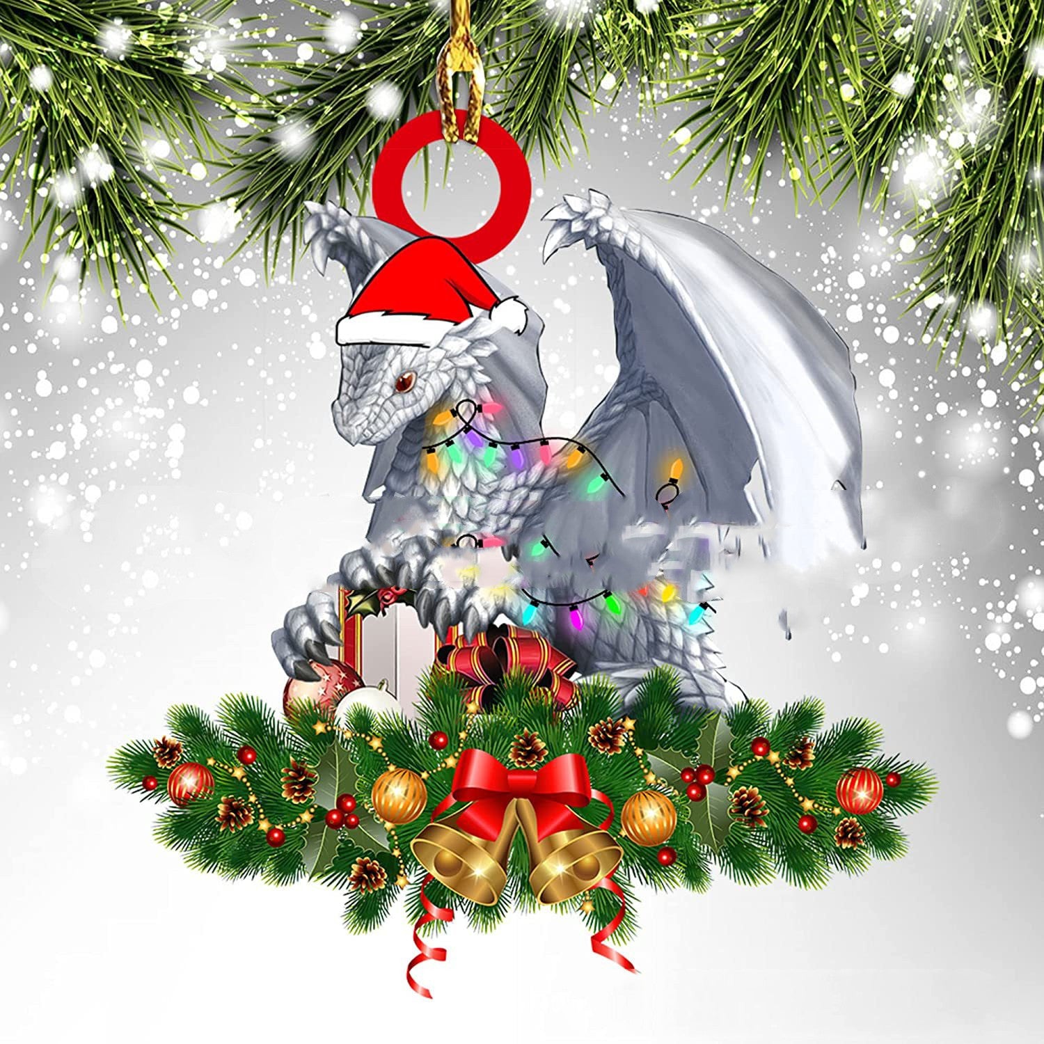 Unique Dragon Themed Hanging Christmas Decorations in Various Designs-7 Style-Theone Apparel