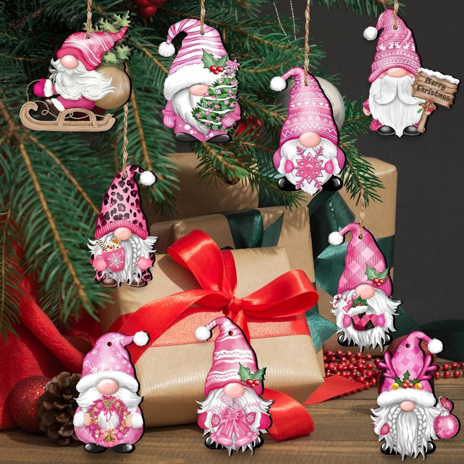Whimsical Miniature Santa Decoration with Large Gnome Hat-Theone Apparel