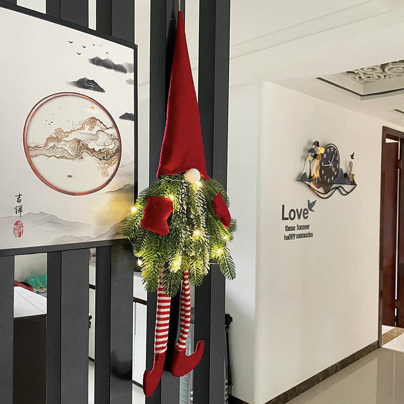 Whimsical Pine Gnome in Santa Hat Christmas Door Hanging Decoration-Theone Apparel