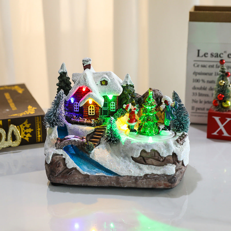 Wintry Village with Moving Train and LED Light Designs-Tree Style-Theone Apparel