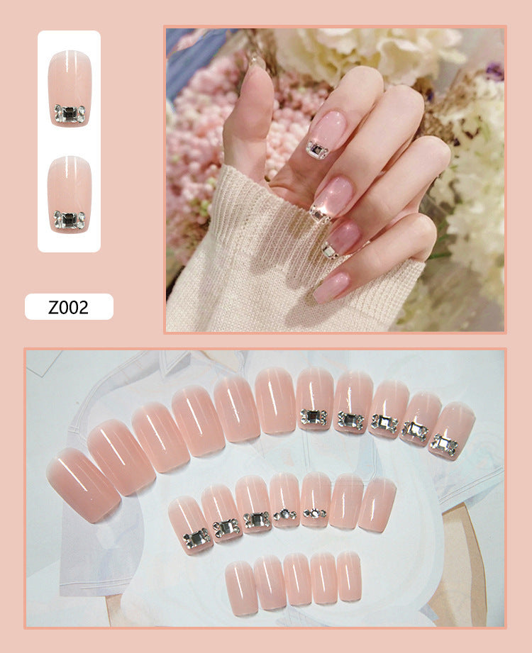 Women's Earth Tone Stone Adornment Nail Set in Nude-Z002-Theone Apparel